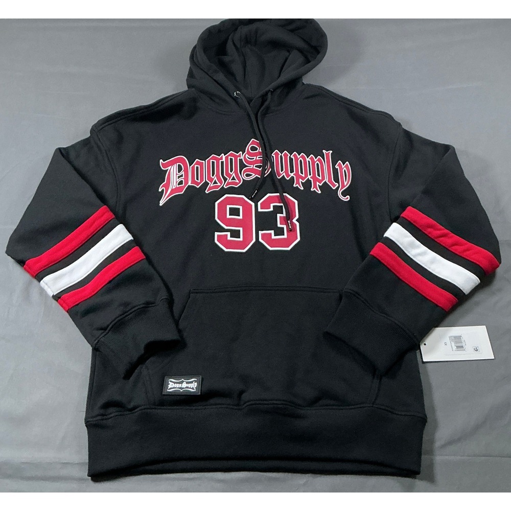 Dogg Supply Snoop Dogg 93 Varsity Fleece Hoodie Mens XS Black Red Los Angeles